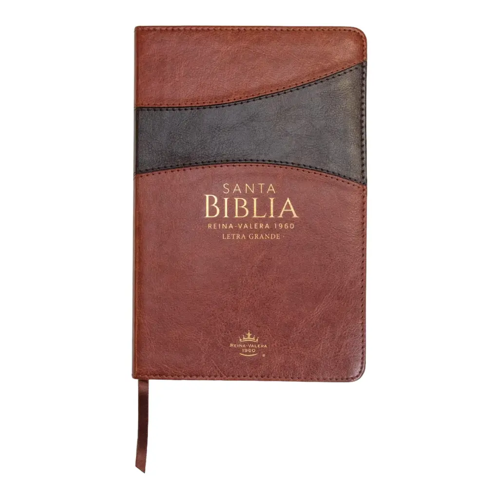 Biblia Reina Valera 1960 tamaño manual letra grande 12 puntos- Imitación Piel marrón/marrón con índice. Colección bitono