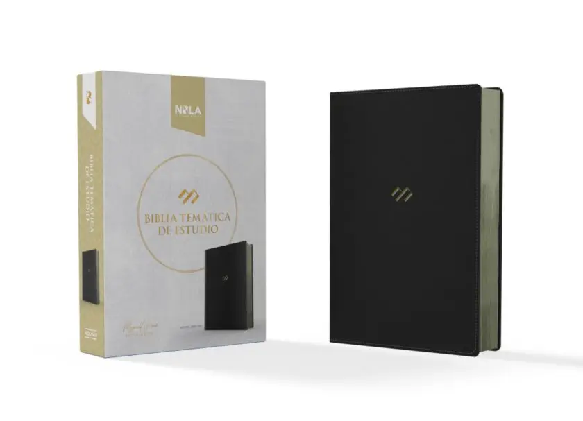 NBLA Biblia temática de estudio, negro símil piel