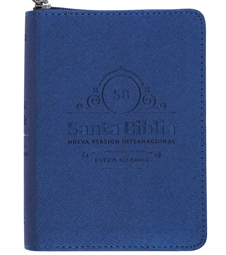 Biblia NVI Letra Grande, Tamaño Bolsillo – Zipper - Azul Metalizado