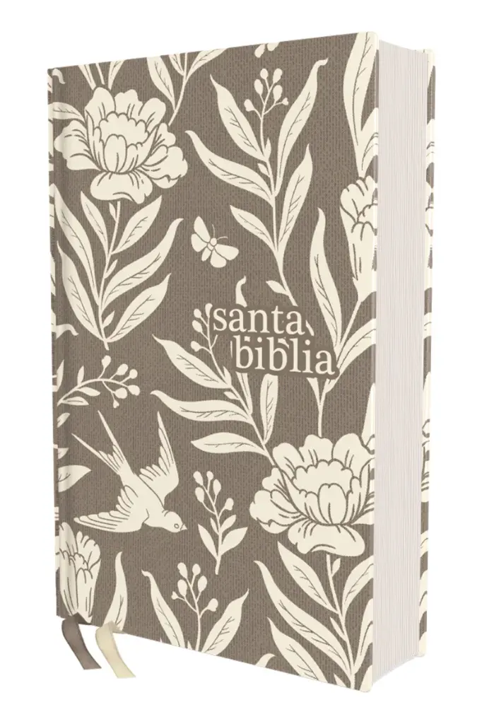 Biblia NVI,  Floral Gray,  Tapa dura/Tela, Texto revisado 2022, Tamaño Compacto