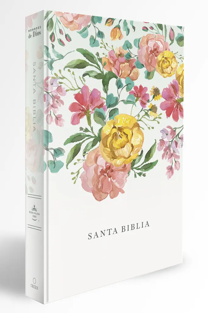 Biblia Reina Valera 1960 tamaño manual, tapa dura, flores rosadas