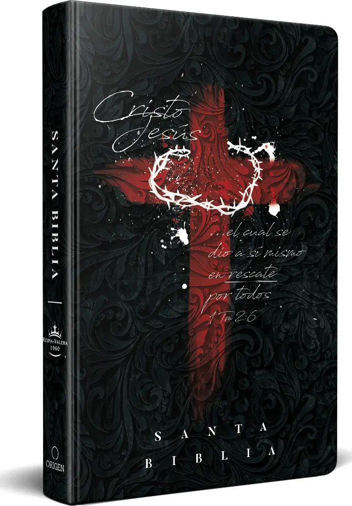 Biblia RVR 1960 letra grande tamaño manual, tapa dura cruz con corona