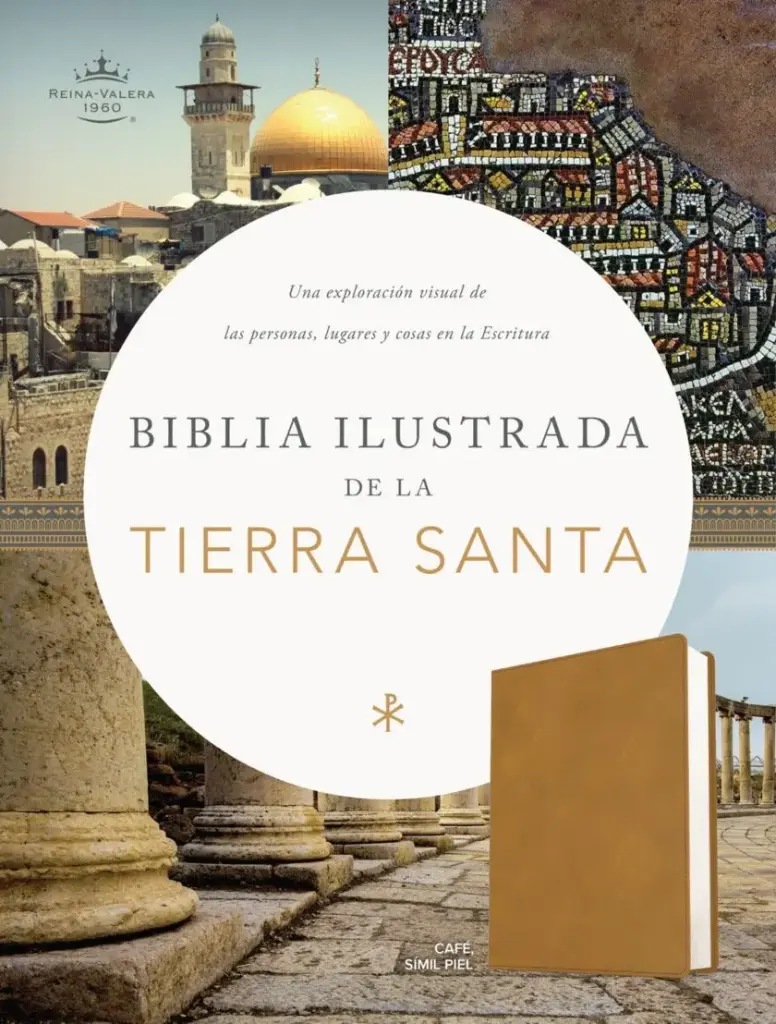 RVR 1960 Biblia ilustrada de la Tierra Santa, café símil piel