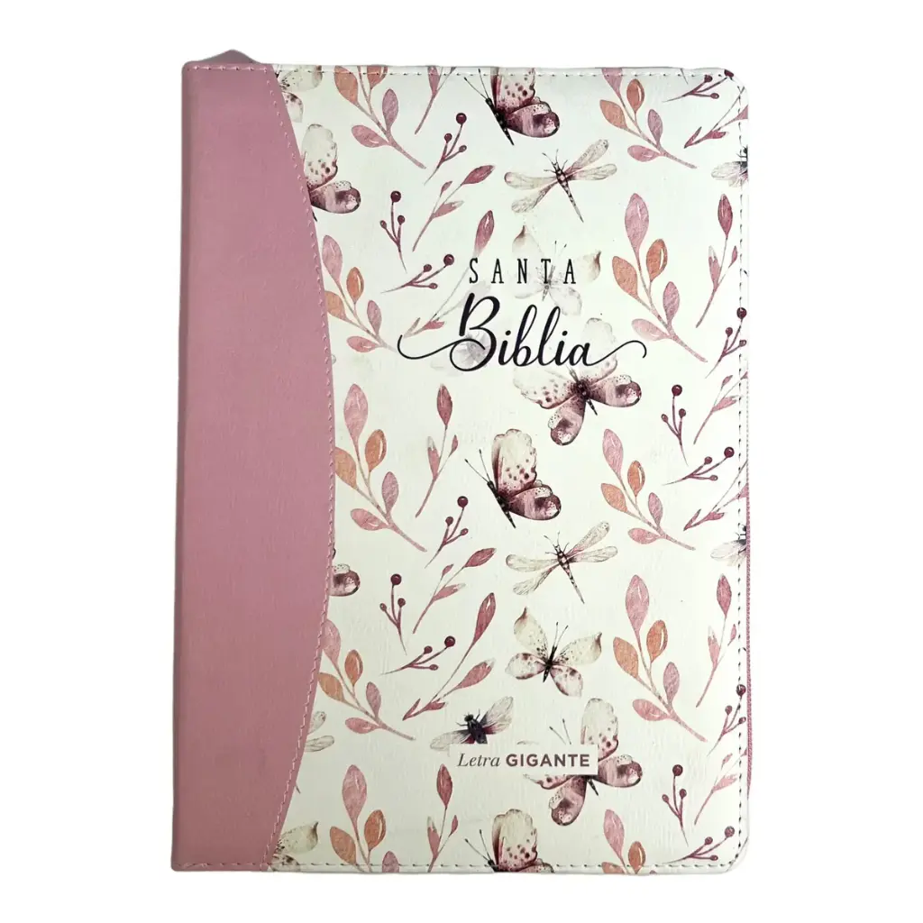 Biblia Reina Valera 1960, Letra Gigante 15 puntos. Imitación Piel rosa floral. Con cierre y con índice canto pintado. Colección Maravilla
