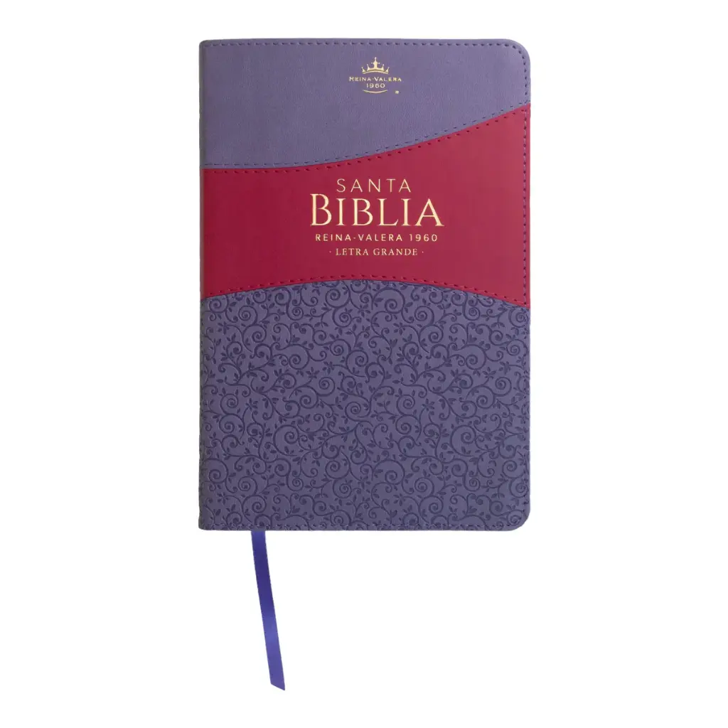 Biblia Reina Valera 1960 tamaño manual letra grande 12 puntos- Imitación Piel lila/morado.Colección bitono