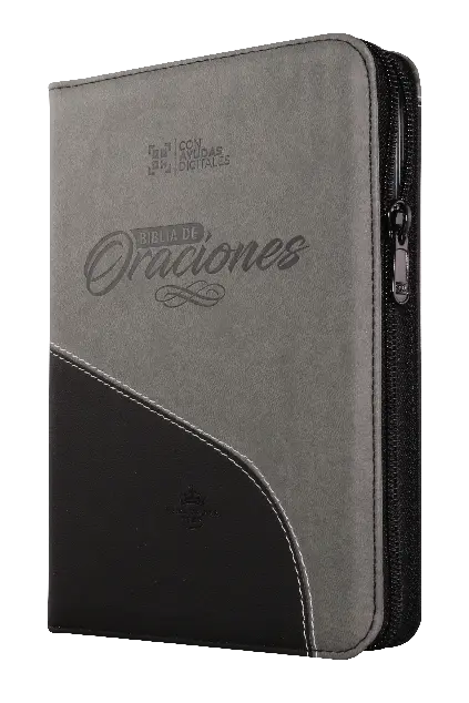 Biblia de Estudio Oraciones Reina Valera 1960 Mediana Letra Grande Imitación Piel Gris Negro Código QR [RVR056cZLGPJR]