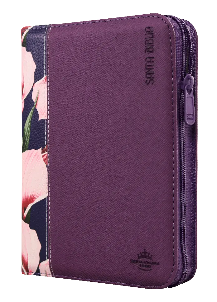 Biblia Reina Valera 1960 Chica Letra Mediana Imitación Piel Morado Flores QR [RVR046cZLM PJR]