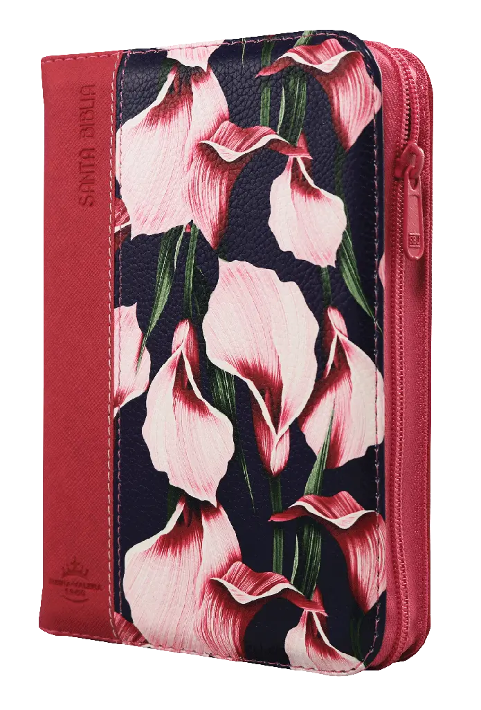 Biblia Reina Valera 1960 Chica Letra Mediana Imitación Piel Fiusha Flores QR [RVR046cZLM PJR]