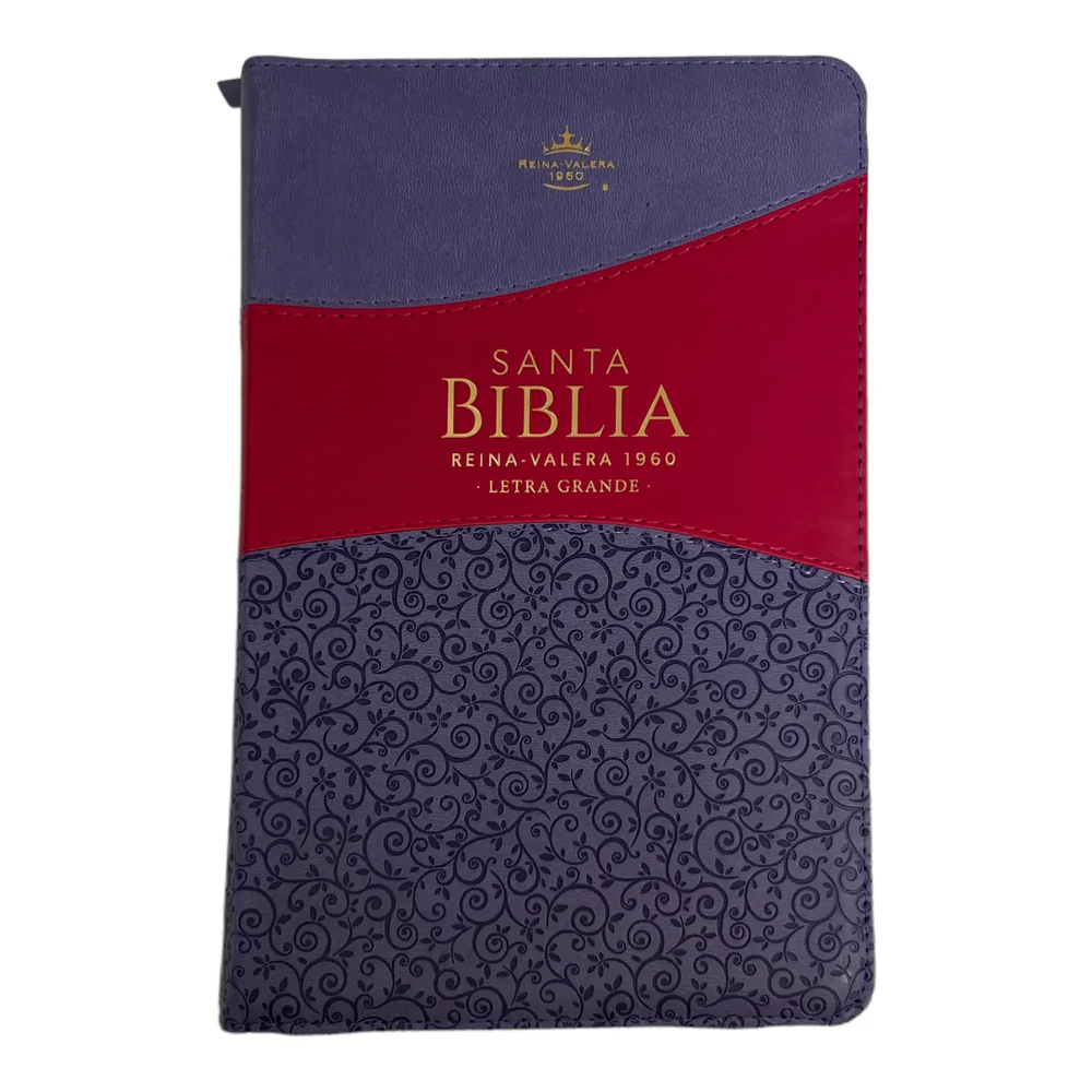 Biblia Reina Valera 1960 tamaño manual letra grande 12 puntos- Imitación Piel lila/morado con cierre y con índice. Colección bitono