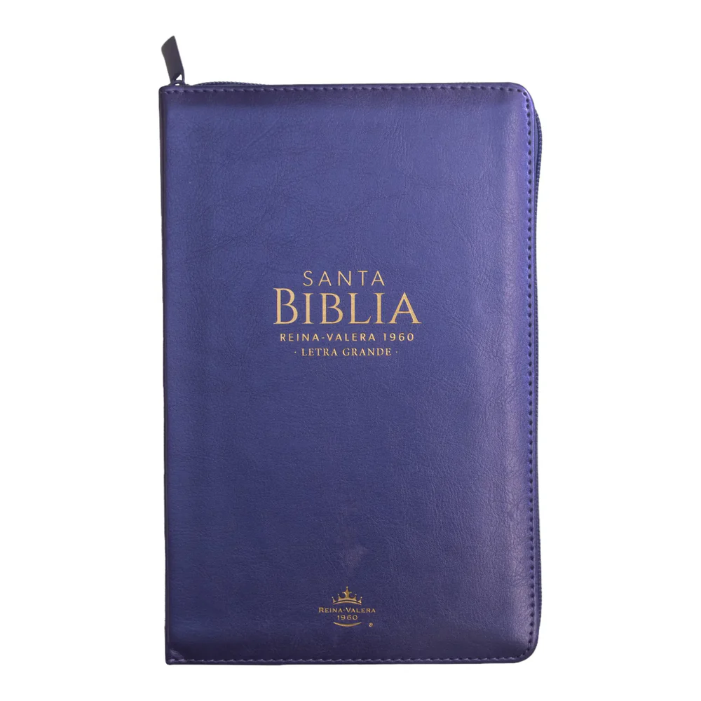Biblia Reina Valera 1960 tamaño manual letra grande 12 puntos- Imitación Piel lila con cierre y con índice. Colección clásica