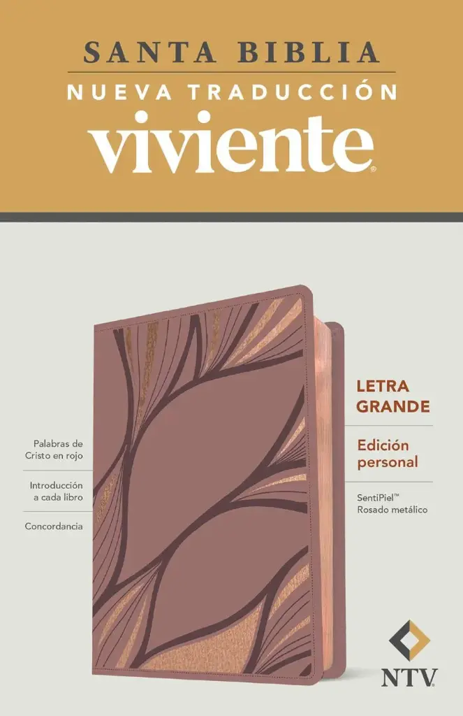 Santa Biblia NTV, Edición personal, letra grande, rosa metal