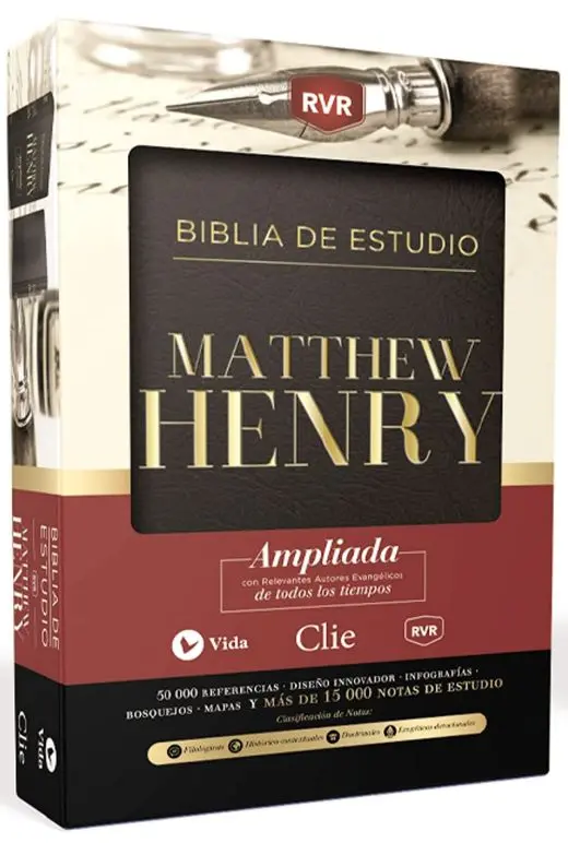 RVR Biblia de Estudio Matthew Henry, (Leathersoft Con Índice Negra / Dorada)