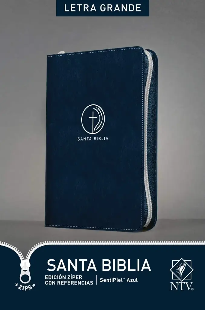 Santa Biblia NTV, Edición zíper con referencias, letra grande, Azul