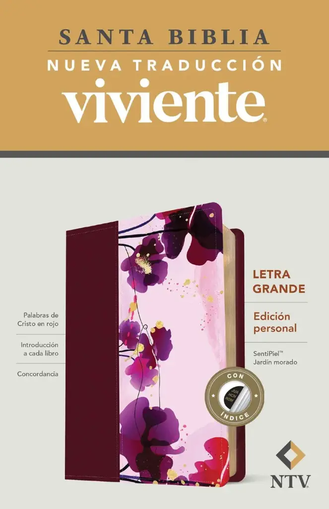 Santa Biblia NTV, Edición personal, letra grande, purpura, con indice
