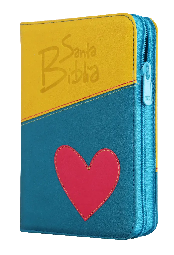Biblia Reina Valera 1960 Chica Letra Mediana Imitación Piel Azul/Amarillo QR [RVR045cZLGPJR]