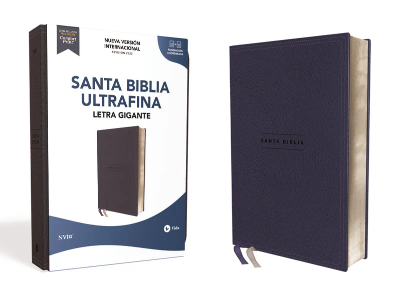 NVI, Santa Biblia, Texto revisado 2022, Ultrafina, Letra Gigante, Leathersoft, Azul, Palabras de Jesús en Rojo