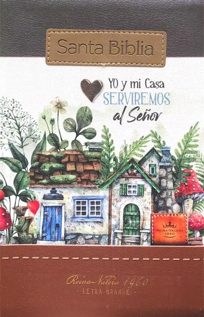 Biblia RVR60 Tamaño Manual letra grande imitación piel con cierre, índice. Tricolor Fantasía marrón, café