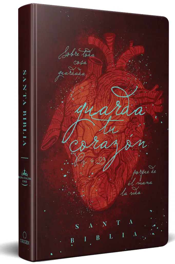 Biblia Reina Valera 1960 letra grande, tapa dura, tamaño manual guarda tu corazón (marrón)