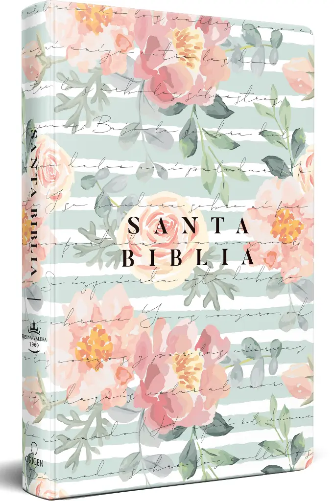 Biblia Reina Valera 1960 letra grande, tamaño manual, tapa dura rosas rosadas