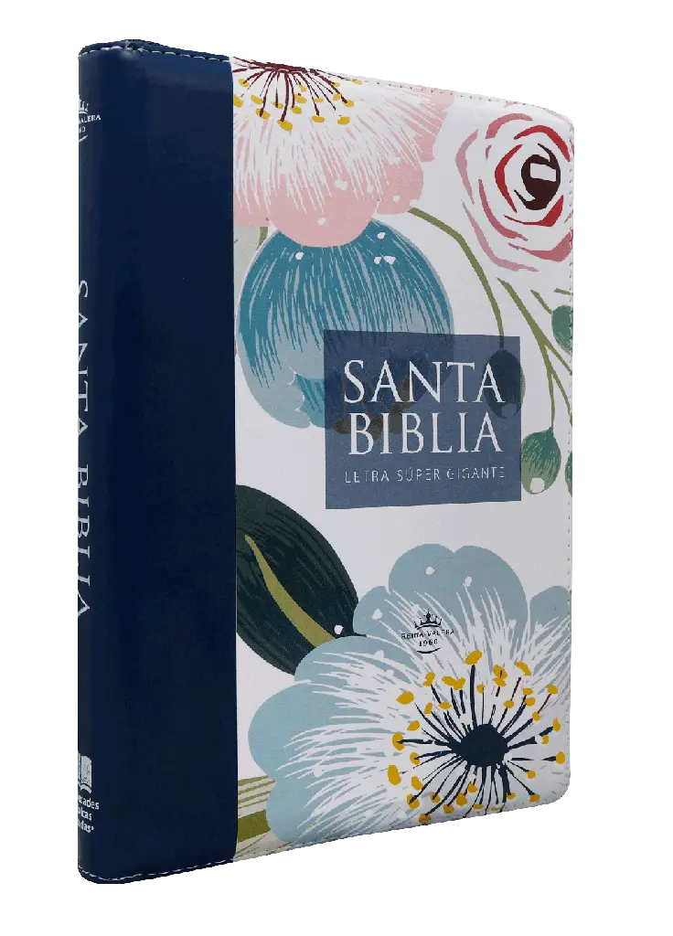 Biblia Reina Valera 1960 Grande Letra Gigante Imitación Piel Azul Flores [RVR086ZTILSGiPJR]
