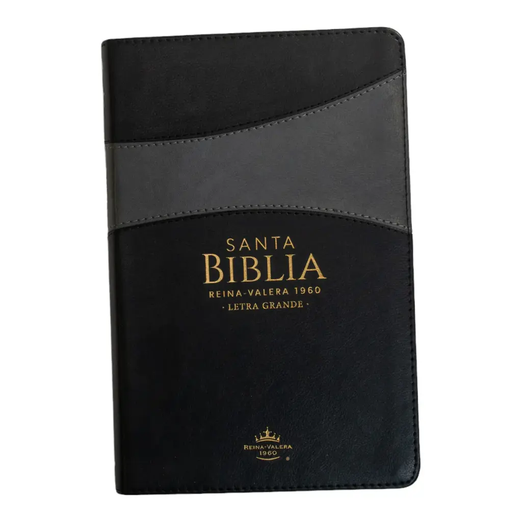 Biblia Reina Valera 1960 tamaño manual letra grande 12 puntos- Imitación Piel negro/gris. Colección bitono