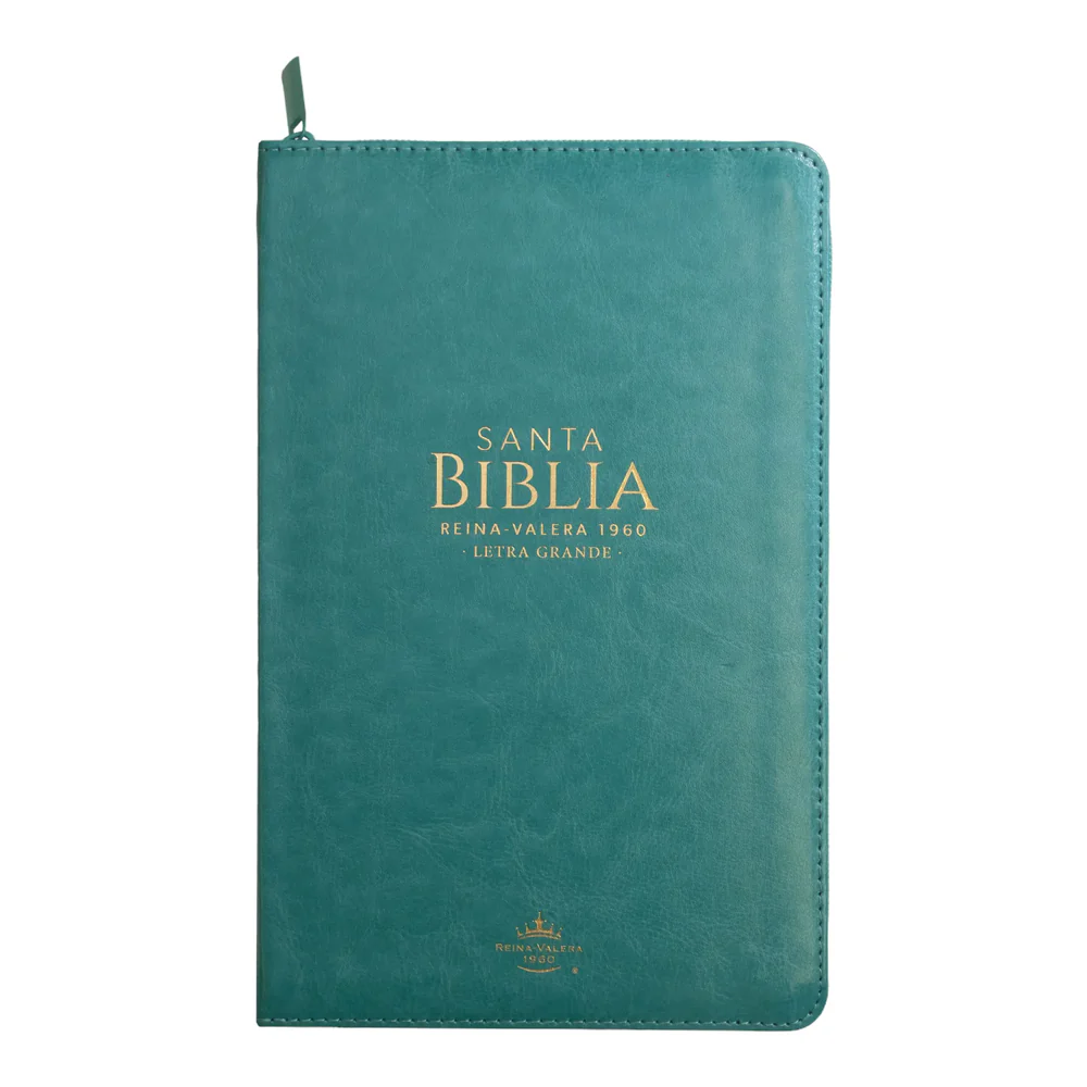 Biblia Reina Valera 1960 tamaño manual letra grande 12 puntos- Imitación Piel turquesa con cierre. Colección clásica