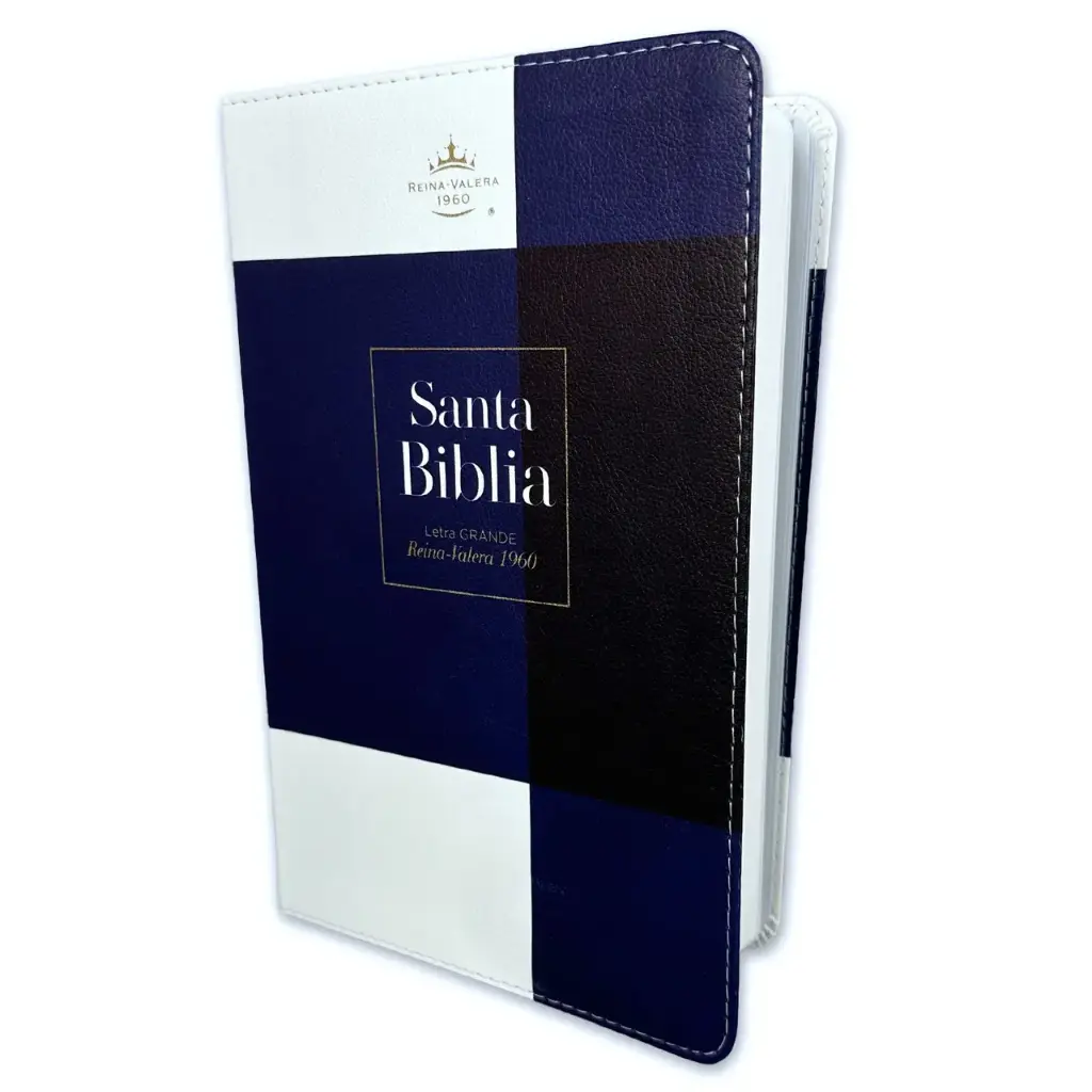 Biblia Letra Grande 12 puntos RV1960 imit piel blanco y azul