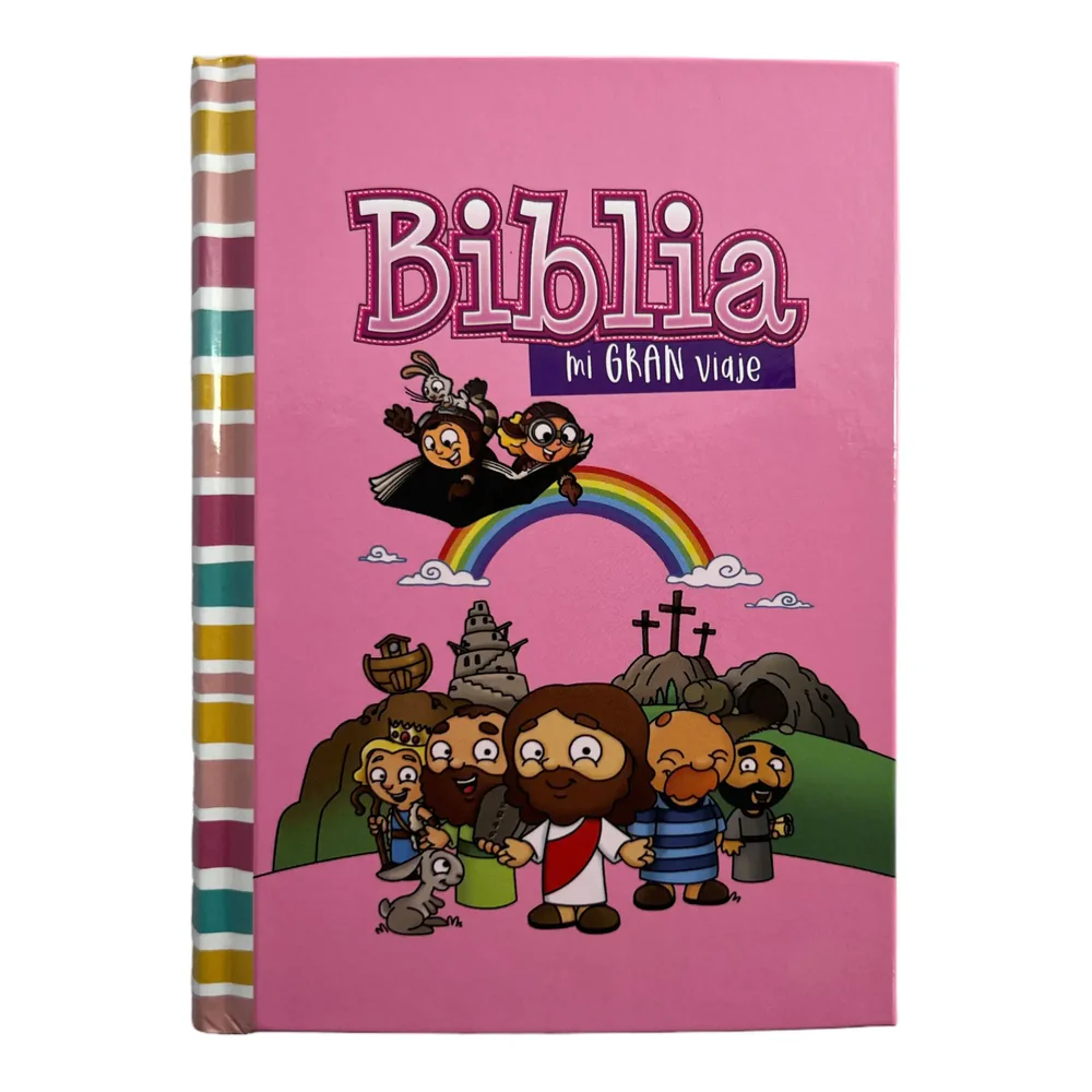 Biblia Reina Valera 1960 para niños Mi gran viaje. Tamaño bolsillo Tapa dura rosa.