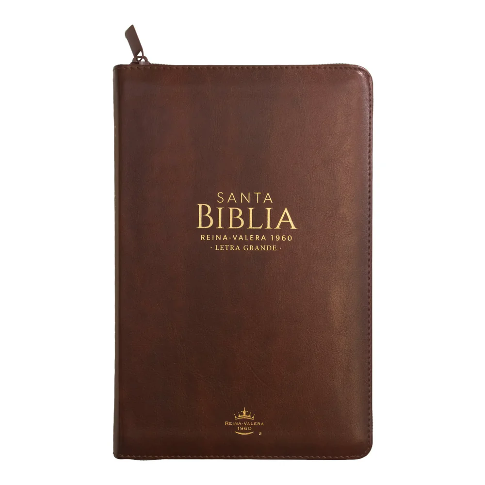 Biblia Reina Valera 1960 tamaño manual letra grande 12 puntos- Imitación Piel café con cierre y con índice. Colección clásica