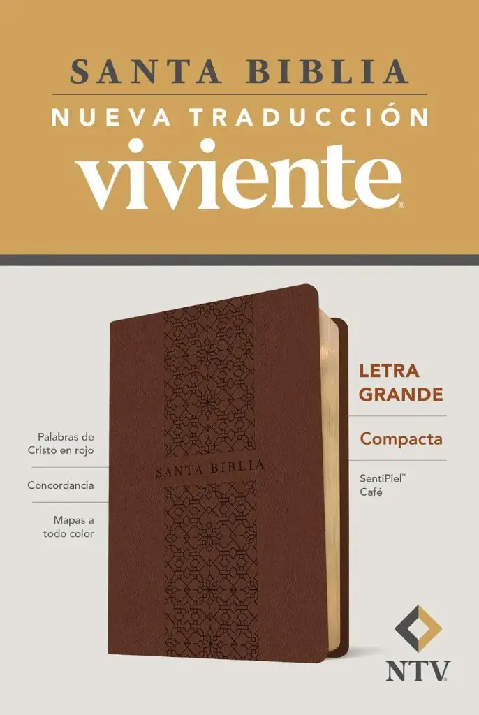 Santa Biblia NTV, Edición compacta, letra grande (SentiPiel, Café, Letra Roja)