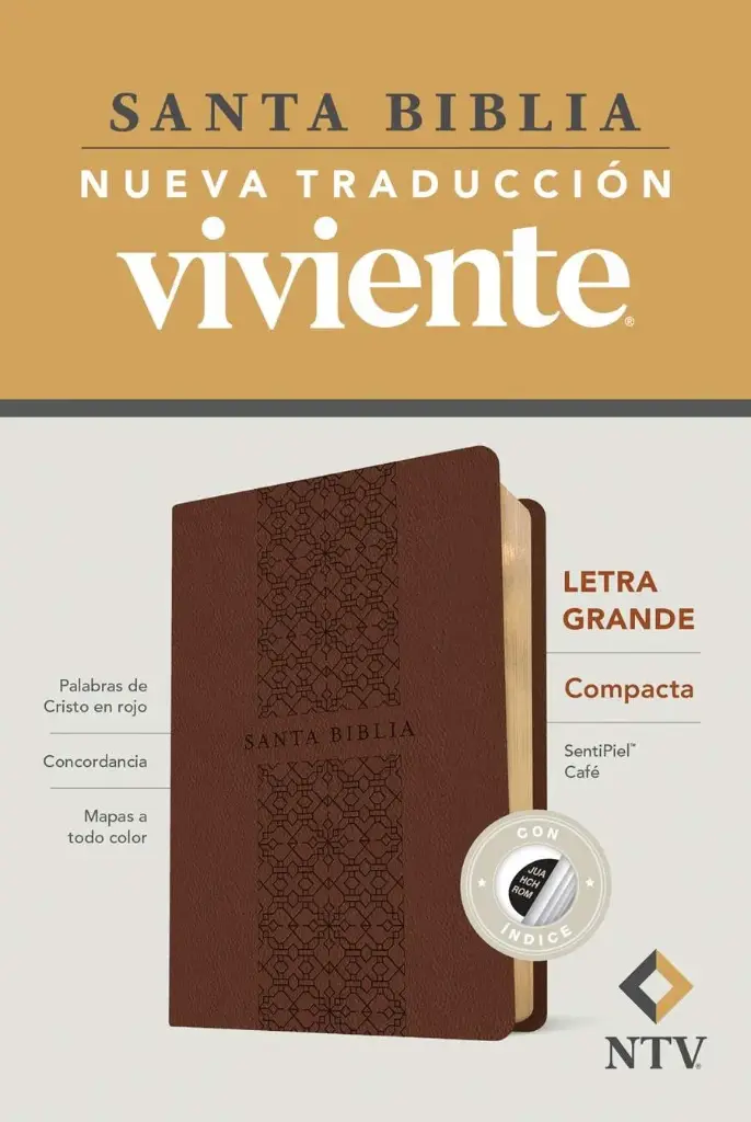 Santa Biblia NTV, Edición compacta, letra grande (SentiPiel, Café, Índice, Letra Roja)