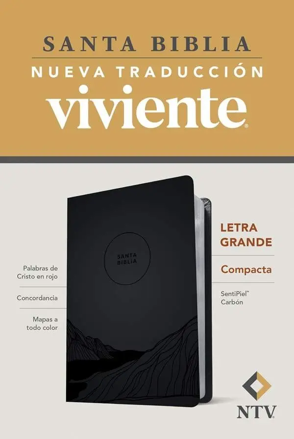 Santa Biblia NTV, Edición compacta, letra grande (SentiPiel, Carbón, Letra Roja)