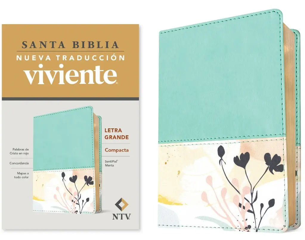  Santa Biblia NTV, Edición compacta, letra grande (SentiPiel, Menta, Letra Roja) 