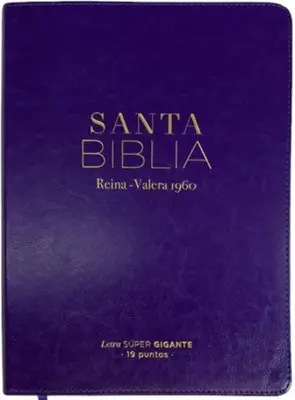 Biblia Reina Valera 1960, tamaño Súper Gigante (185x260 mm), Letra Súper Gigante 19 puntos. Con Índice, Imitación Piel lila. Colección Clásica.