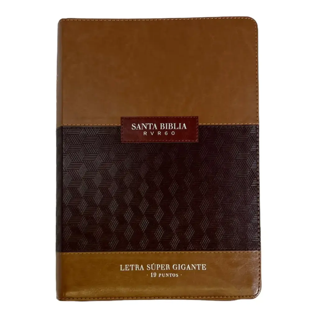 Biblia Reina Valera 1960, tamaño Súper Gigante (185x260 mm), Letra Súper Gigante 19 puntos. Imitación Piel café/café. Con cierre y con índice. Colección Abba Classic.