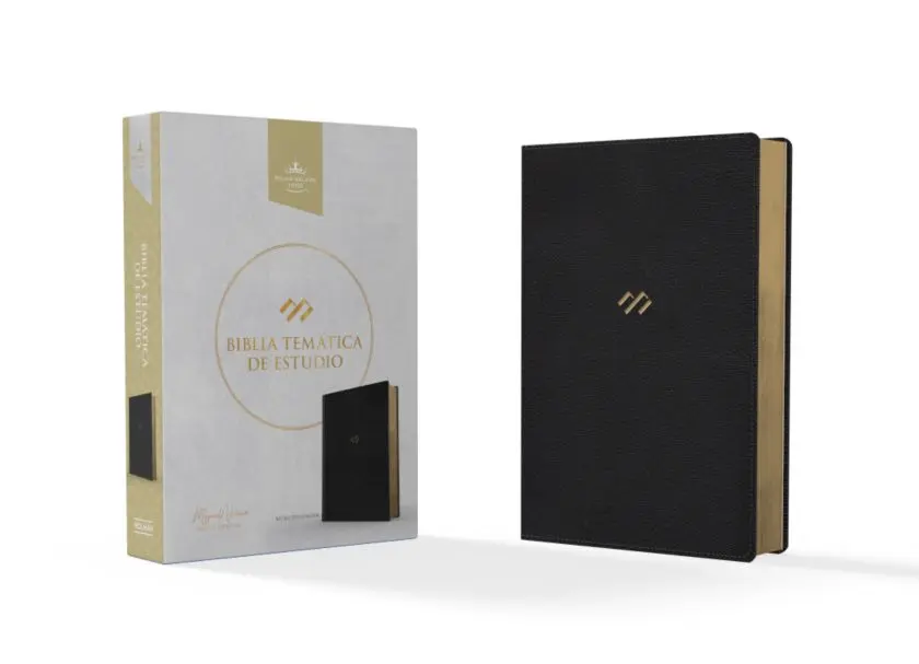 RVR 1960 Biblia temática de estudio, negro piel genuina