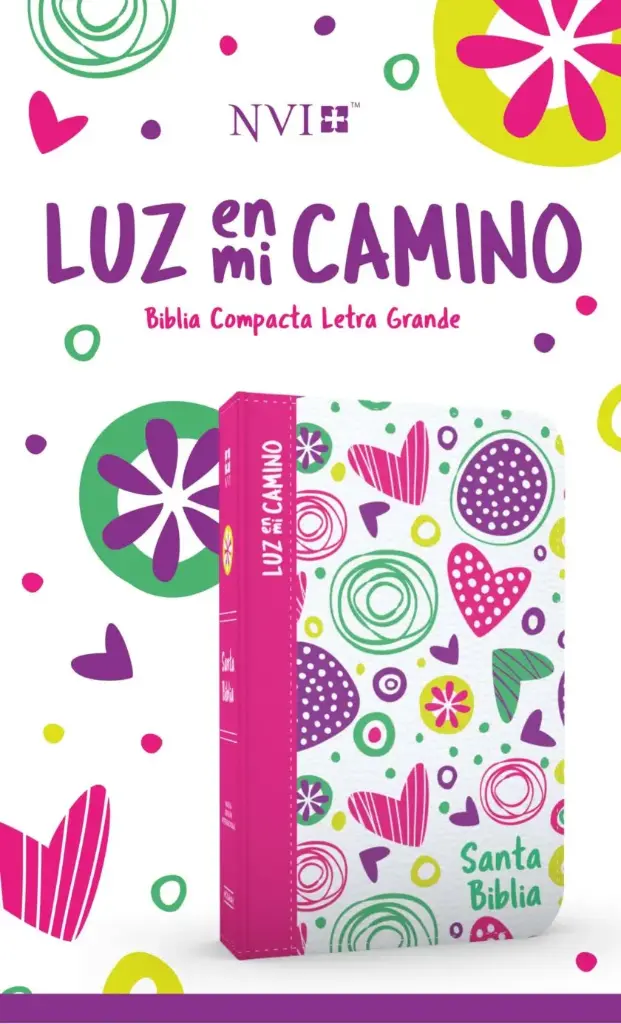 NVI Biblia Luz en mi camino corazones, multicolor símil piel