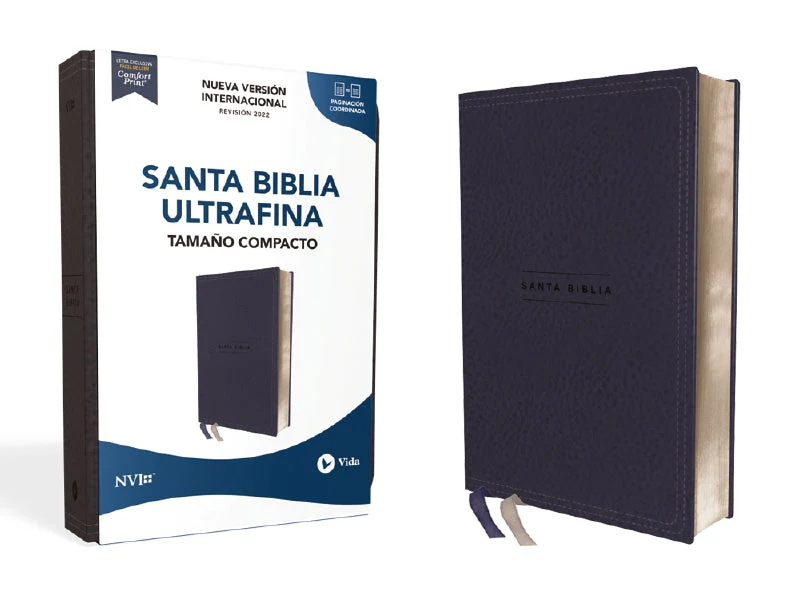 NVI, Santa Biblia, Texto revisado 2022, Ultrafina, Tamaño Compacto, Leathersoft, Azul, Palabras de Jesús en Rojo, Comfort Print
