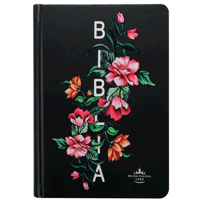 Biblia Fuente de Bendiciones Reina Valera 1960 Chica Letra Mediana Tapa Dura Negro con Flores [RVR043cLMFB]
