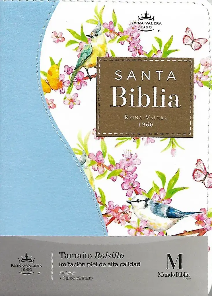 Santa Biblia Renovación Azul Bolsillo Canto Pintado