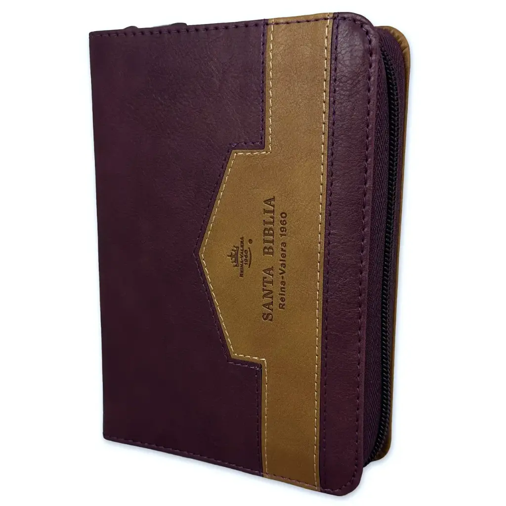 Biblia RVR60 Bolsillo imitación piel Elegante Café/Café con cierre/índice