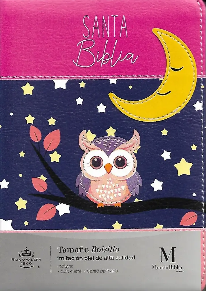Biblia de Bolsillo con Cierre RV1960 imit piel fuscia búho