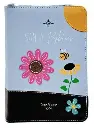 Biblia RVR60 de bolsillo Primor Café/Azul abejas en primavera con cierre