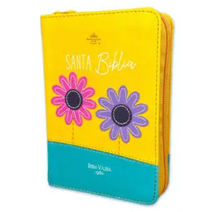 Santa Biblia RVR60  Bitono Flores Amarillo Tamaño Bolsillo con Cierre