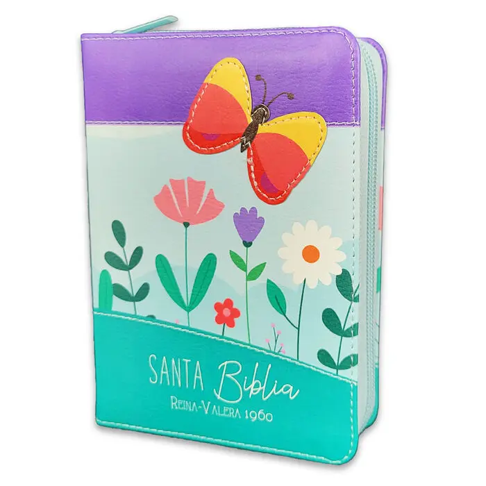 Biblia de Bolsillo con Cierre RV1960 imit piel turquesa mariposa