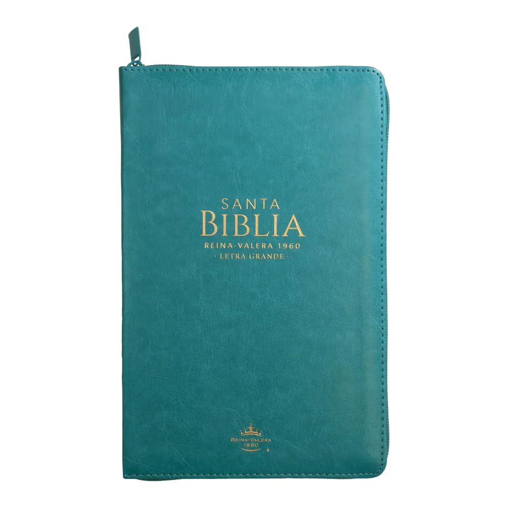 Biblia Reina Valera 1960 tamaño manual letra grande 12 puntos- Imitación Piel turquesa con cierre y con índice. Colección clásica