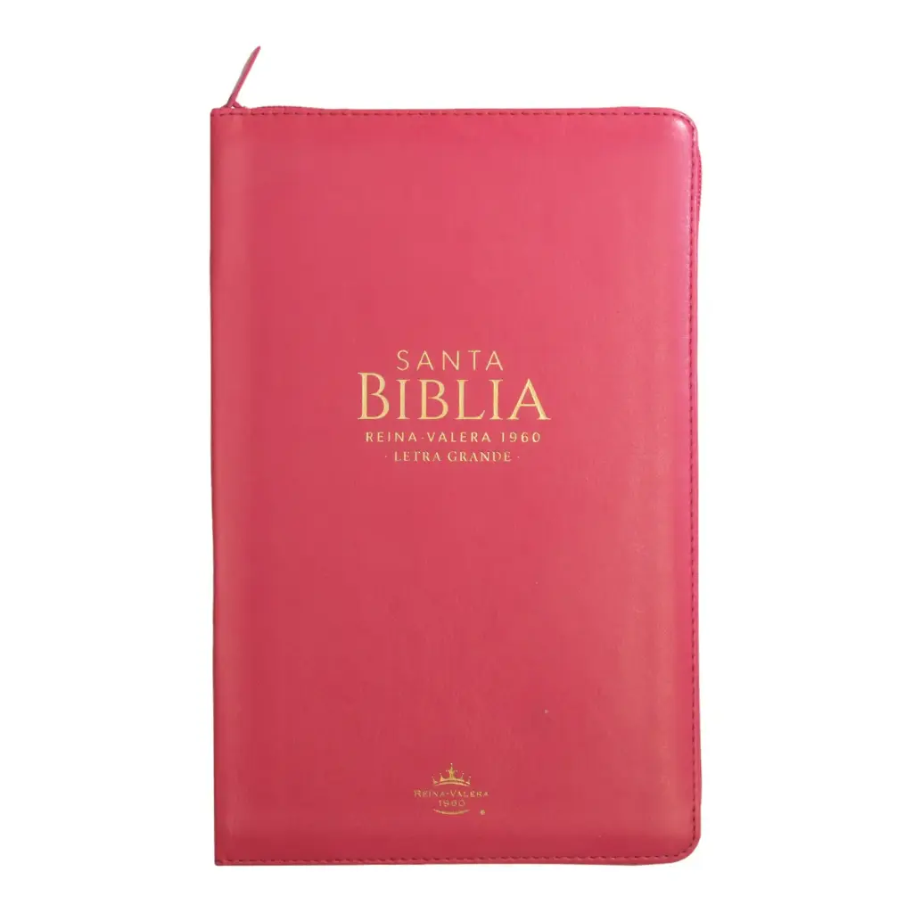 Biblia Reina Valera 1960 tamaño manual letra grande 12 puntos- Imitación Piel rosa oscuro con cierre y con índice. Colección clásica
