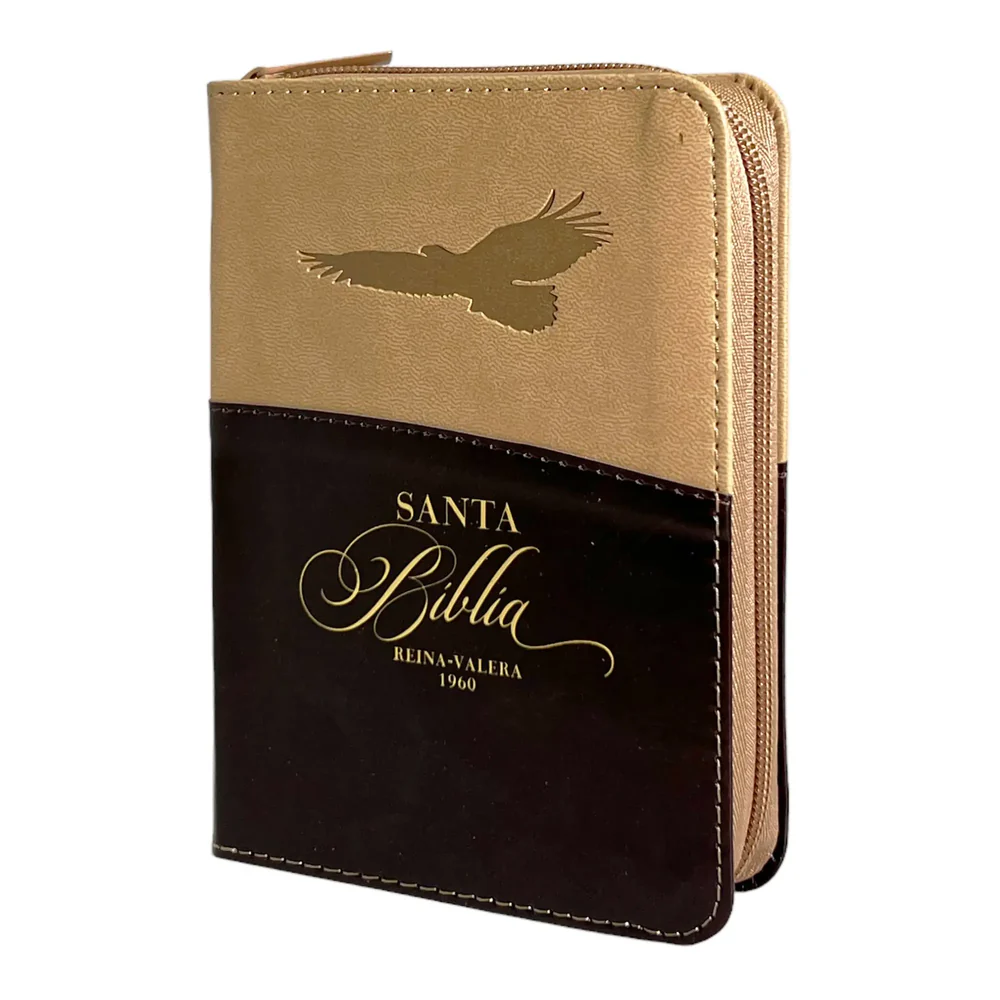 Biblia Reina Valera 1960 de bolsillo Imitación piel Café con Águila. Cierre e índice. Colección Expresión.