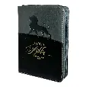 Biblia Reina Valera 1960 de bolsillo Imitación Piel Negro/Gris con León. Cierre e índice.Colección Expresión.