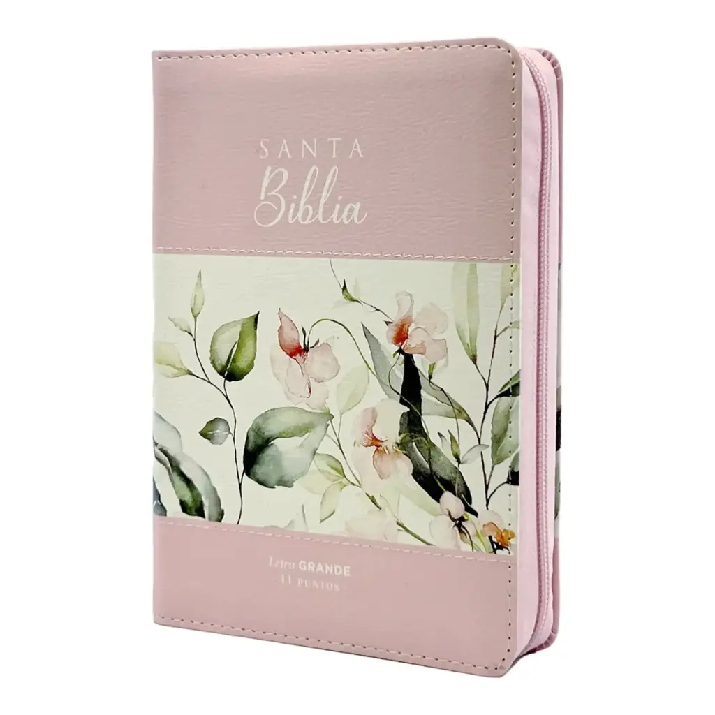 Biblia Reina Valera 1960 tamaño portátil Letra Grande 11 puntos Imitación Piel Boho rosa. Con cierre e índice. Canto pintado. Colección Maravillas.